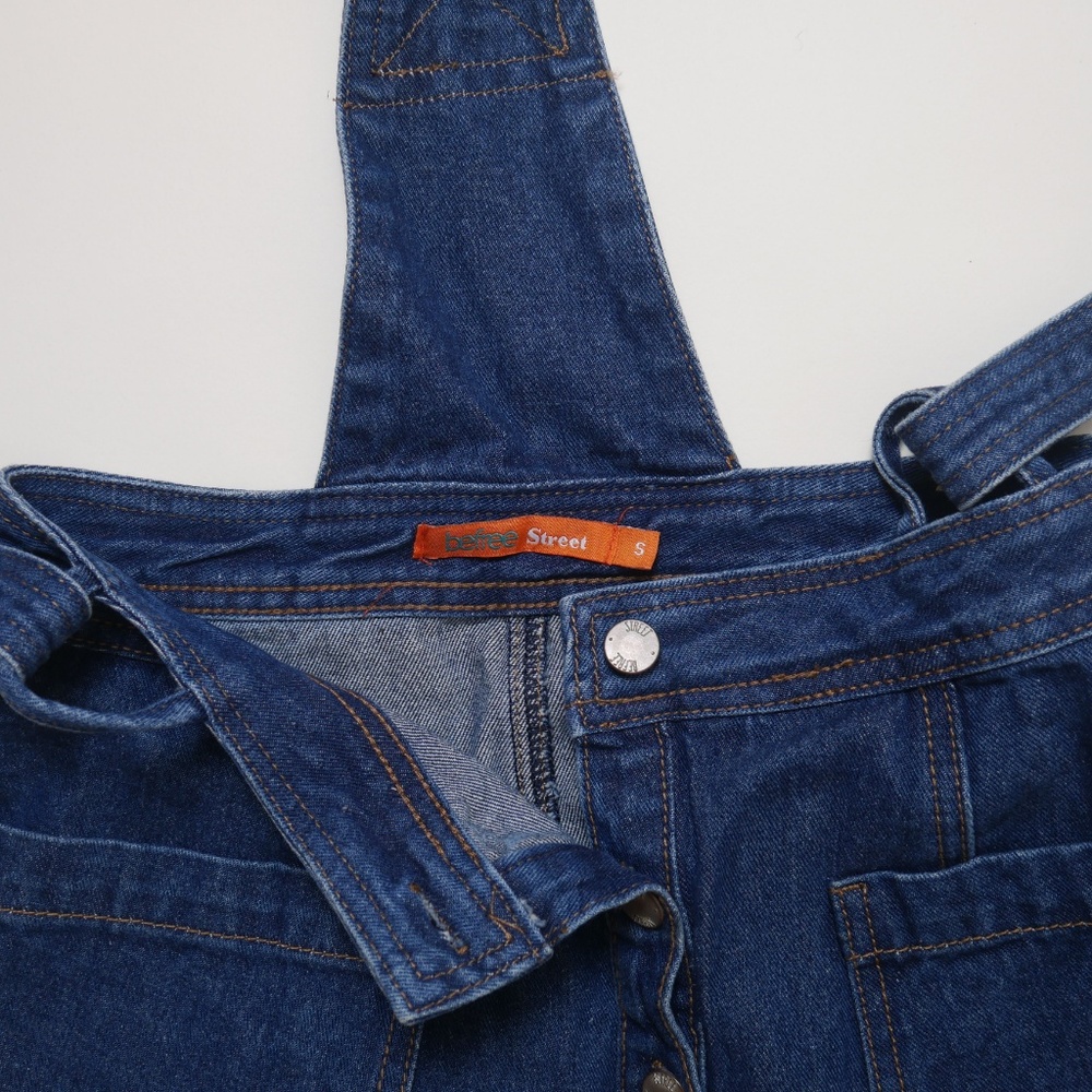 Jean Front Buttoned Suspender Skirt - Picture 4 of 6